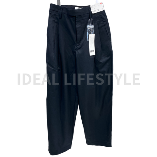 Pantalones anchos plisados Lyocell de algodón UNIQLO U 55-76 cónicos para mujer 476945 nuevos con etiquetas - Imagen 3 de 10