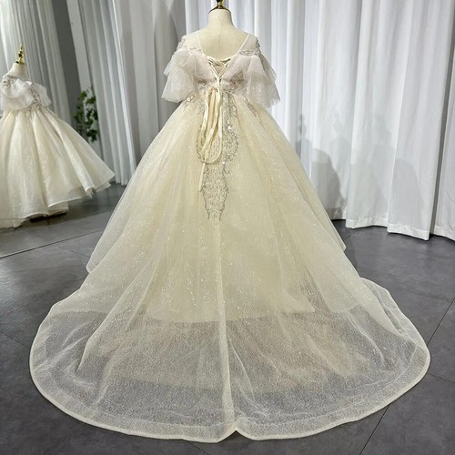 Luxury Flower Girl Dress Beaded Princess Gown for Kids Birthday Party Pageant - Picture 21 of 22