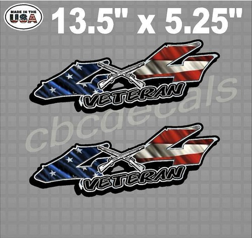 American Flag Veteran 4x4 Truck Bed Decal Sticker Truck Decal Set of 2  - Bild 1 von 3