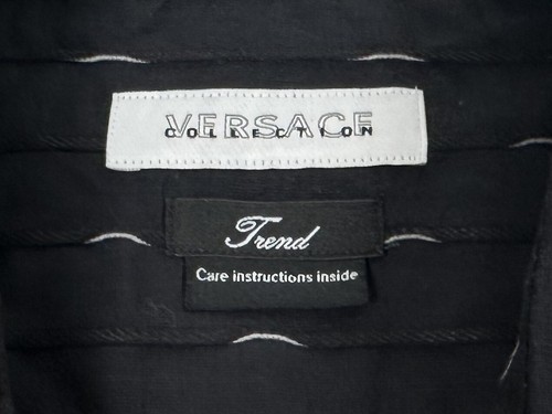 Versace Collection Trend Mens 16-41 Long Sleeve Black Shirt Designs Texturated - Picture 3 of 17