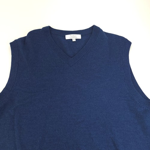 Turnbury Sweater Vest Mens Large Blue V Neck Extra Fine Merino Wool Super Soft - Picture 3 of 11