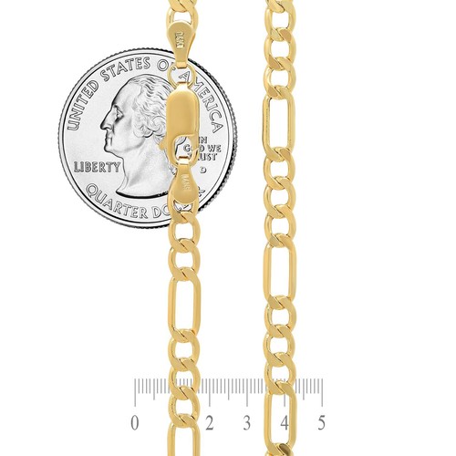 Real 14k Yellow Gold Figaro Link Chain 2.5mm-4.5mm Necklace Size-16"-30" Hollow - Picture 4 of 4
