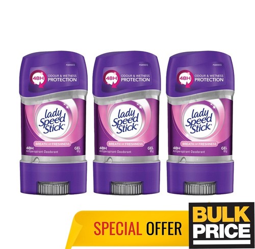 Lady Speed Stick Breath Of Freshness Gel Deodorant 65g 3-Pack Bulk Buy Best Deal