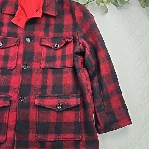 VTG 70's Red Buffalo Check Reversible Mackinaw Cruiser Jacket Size XL? - Picture 3 of 20