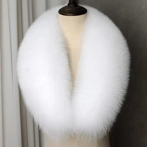 Winter Real Fur Collar Natural Pink Scarf Women Wraps Neck Luxury Scarves Shawl - Picture 18 of 47