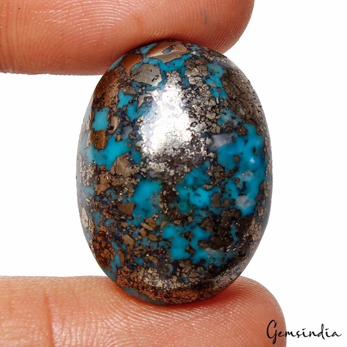 Persian Turquoise Neyshabur Oval Shape Cab Not Stabilized, %100 Natural~64.20 Ct - Picture 5 of 6