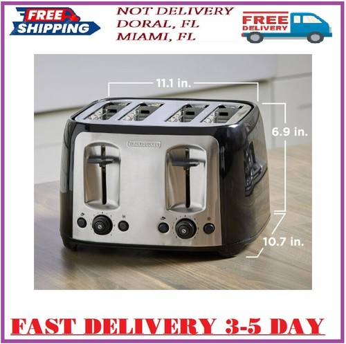 BLACK+DECKER 4-Slice Toaster with Extra-Wide Slots, Black/Silver, TR1478BD - Picture 2 of 8