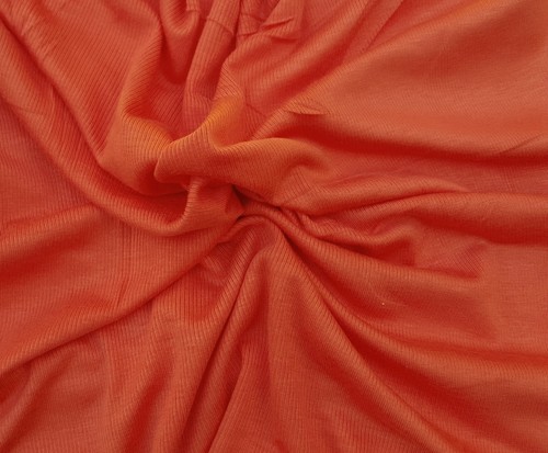 Modal Spandex 2x1 Rib Fabric by Yard Orange 4 Way Stretch 7/16 - Picture 3 of 3