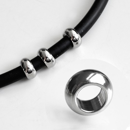 ID Ø 3 bis Ø 8 mm Edelstahl Großloch- Slider-Schiebe-Perlen Rondellen Ringe  - Bild 1 von 16