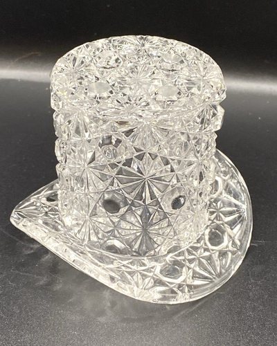 Juego de estatuillas de vidrio transparente Fenton vintage sombrero de copa y zapato victoriano margarita y botones - Imagen 11 de 24