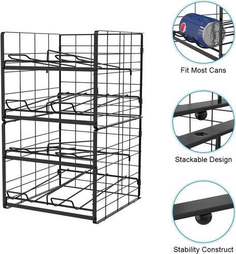 Stackable Can Rack Organizer 4 Tier Soda Beverage Can Dispenser Storage Holder - Picture 6 of 8