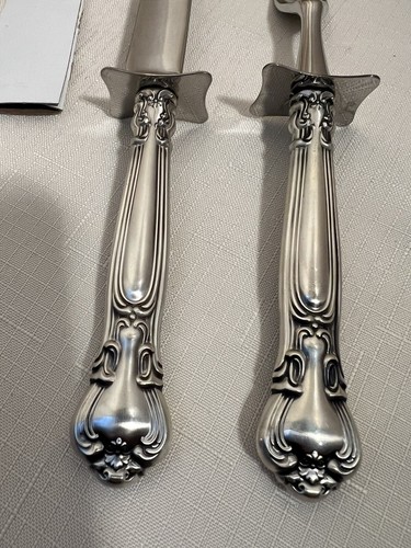 Gorham Chantilly Sterling Roast Carving Fork & Knife Set - No Monogram - Picture 2 of 4