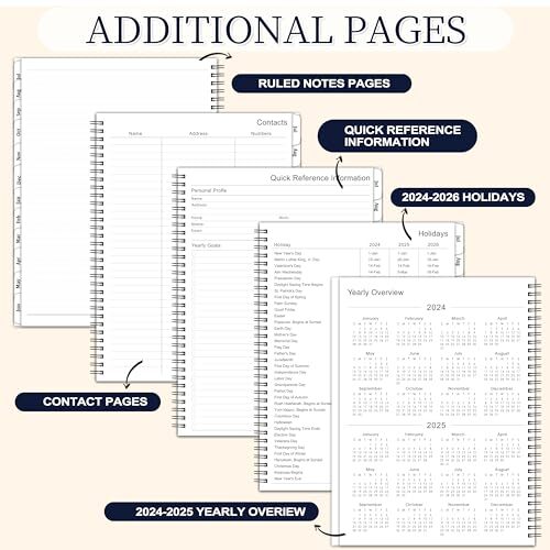 2024-2025 Planner - Weekly and Monthly Planner 2024-2025, 9” × 11”, A4 Black - Picture 5 of 7
