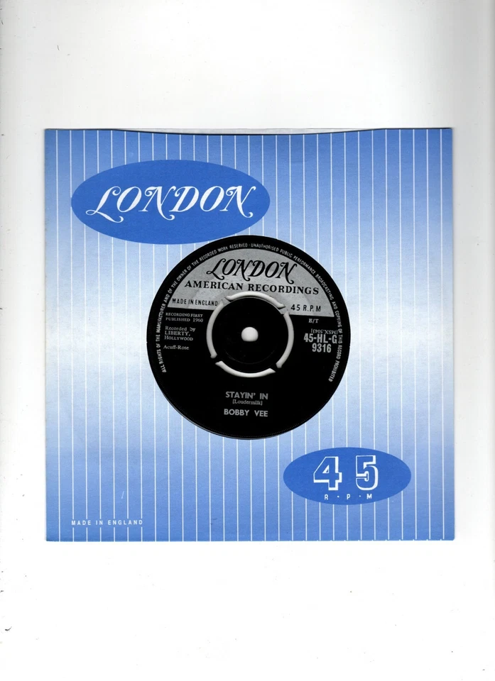BOBBY VEE - MORE THAN I CAN SAY / STAYIN' IN.UK 1960 ORIG 7" & RE-PRO CO/SL. VG+ - Image 2 of 2