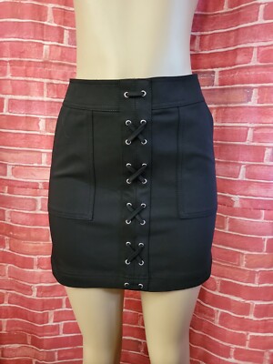 Express Modern Crisscross Details &Pockets Front Sz 4 Women's Mini Skirt NWT! #B