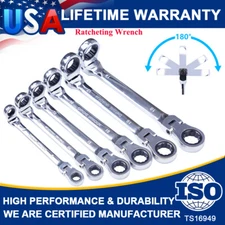 6PC Flex-Head Double Box End Ratcheting Wrenches Extra Long Metric Universal USA