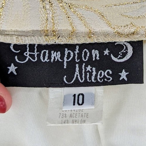 Hampton Nites Embroidered Metallic Cropped Blouse Pleated Skirt Beige Sz Medium - Bild 13 von 15