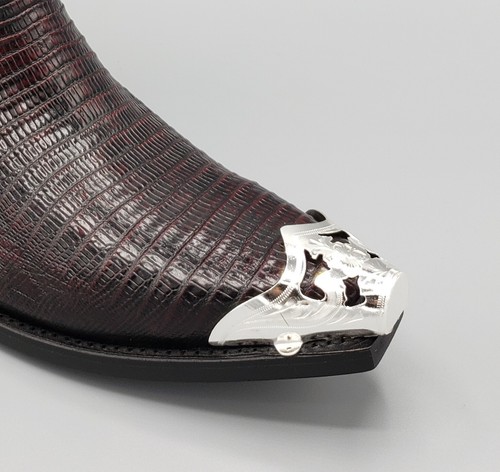 WESTERN COWBOY BOOT TIPS Pair - Silver Flat Tips filagree cut out - Picture 1 of 10