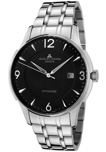 Reloj clásico automático Jacques Lemans GU222 Dorado para hombre hecho en Suiza $1295 NUEVO