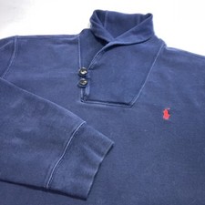 Polo Ralph Lauren 2 Button Collared Sweatshirt Blue Sz Youth XL 18-20