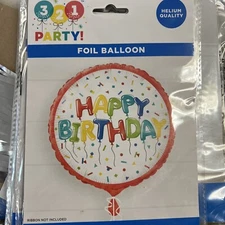 321 Party Foil Balloon Helium Quality 17 In Happy Birthday 6 Ct