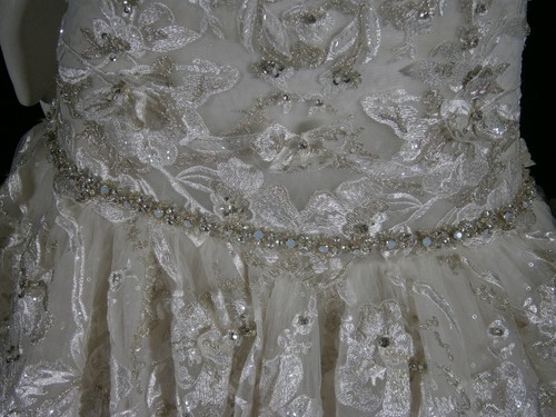 Amalia Carrara Eve of Milady Wedding Dress 4 Silk Tulle Lace Sparkles Arm Bands - Picture 8 of 23