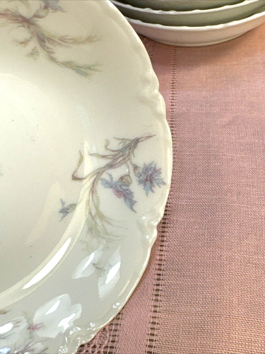 Haviland Limoges Schleiger 70A Blue/Pink Floral SET OF 5 DESSERT BERRY BOWLS - Picture 3 of 4