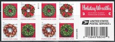 Mint US Holiday Wreaths Booklet Pane of 20 Forever Stamps Scott# 5427b (MNH)