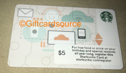 STARBUCKS US GIFT CARD TECHNOLOGY CORPORATE CLOUD WIFI NO VALUE 2014 RARE #6106 - Picture 1 of 2