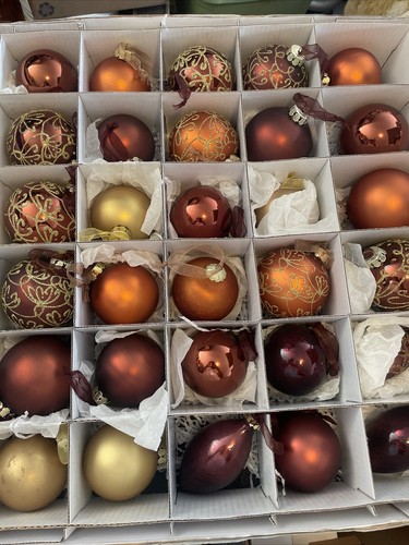 VINTAGE FRONTGATE HOLIDAY COLLECTION Copper & GOLD CHRISTMAS ORNAMENTS Set Of 30 - Picture 10 of 11