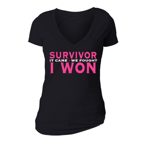 Breast Cancer awareness PINK Ribbon survivor support, Women Vneck T-shirt shirt - Picture 12 of 16