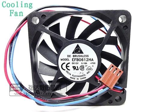 DELTA EFB0612HA -F00 DC 12V 0.18A 3-wire 60x60x10mm Server Square cooling fan