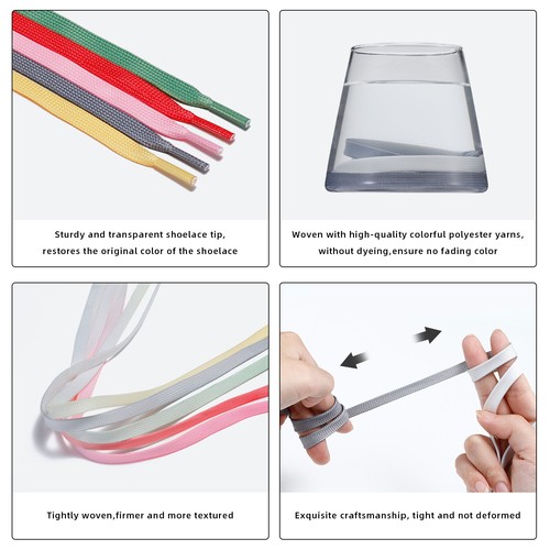 2 Paar flache Schnürsenkel Schnüre Ersatz für Sneaker Laufschuhe dunkelgrau - Bild 8 von 10