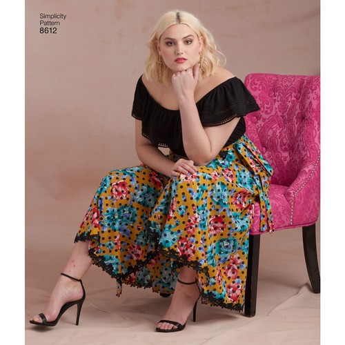 SIMPLICITY 8612 WOMEN'S WRAP SKIRTS Sewing Pattern Sizes 18W-26W & 26W-34W - Picture 8 of 9