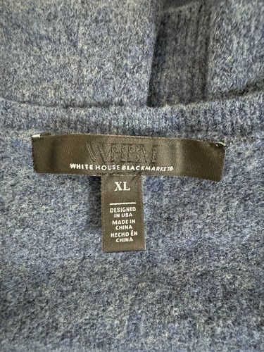 WHBM Women's XL Blue SWEATER Pullover V Neck Puff Sleeve Acrylic Blend - Picture 5 of 5