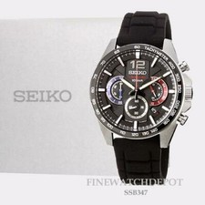 Authentic Seiko Essentials Tachymeter Bezel Black Ion Finish Watch SSB347