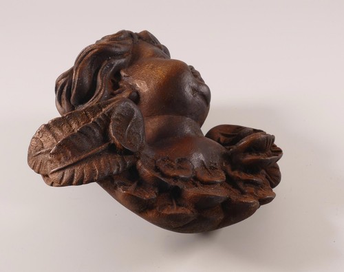 Wandfigur geschnitzter Engel Holz Putto - Bild 4 von 5