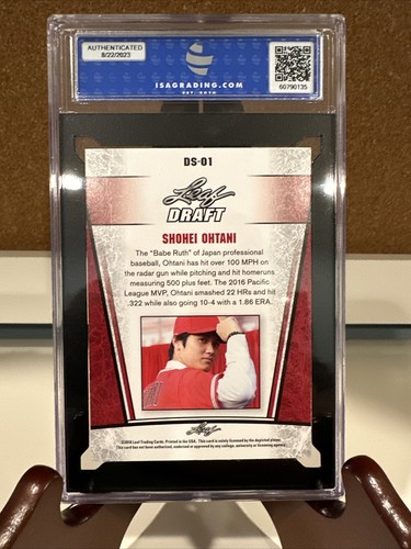 Tarjeta de novato 2018 Shohei Ohtani Leaf Draft Silver #DS-01 ISA 10 gemas como nueva Dodgers - Imagen 2 de 2
