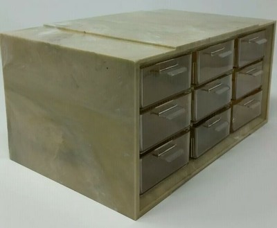 Vintage Acro Mills Marbled Plastic Storage Box Cabinet 9 Drawers