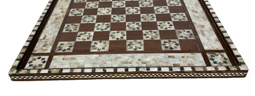 Handmade Wooden Chess Board, Wood Chess Board, Game Board, Mother of Pearl Inlay - Picture 10 of 14