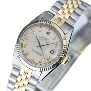 Rolex-Mens-Datejust-16013-Two-tone-Silver-Diamond-Dial-Fluted-Bezel-36mm
