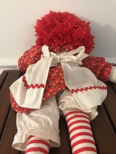 2 Raggedy Ann Dolls 34” & 18” Rare Vtg "I Love You" Heart Stitching - Picture 5 of 12