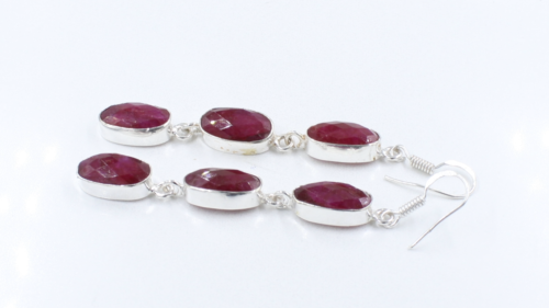 Ruby Lab Created Gemstone Dangle Handmade 925 Sterling Silver Earring Jewelry - Video 1 of 1