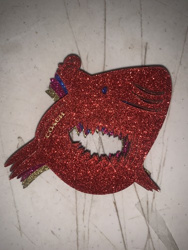 Coach Christmas Glitter Gold Ornament Cardboard Shark - Picture 3 of 4