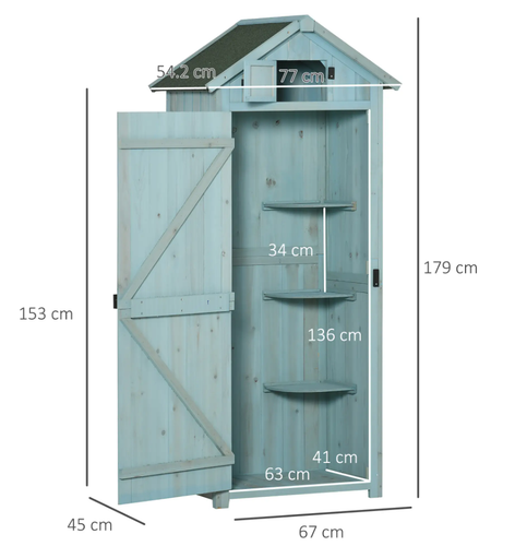 Tall Garden Shed Wooden Narrow Cabinet Tool Storage Box Slim Cupboard Shelter - Picture 7 of 52