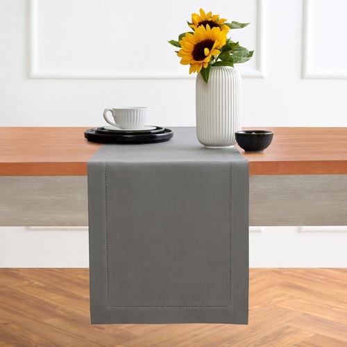 Solino Home 100% Pure Linen Table Runner Solid for Summer, Classic Hemstitch New - Picture 204 of 207