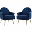 modway revive performance velvet upholstered arm chair in navy (set of 2)