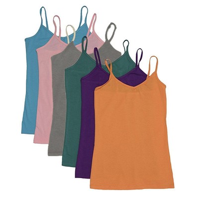 NEW ANNA WOMEN/'S SPAGHETTI STRAP CAMISOLE 6 PACK TANK TOP 3CAMI 6 COLOR S,M,L,XL