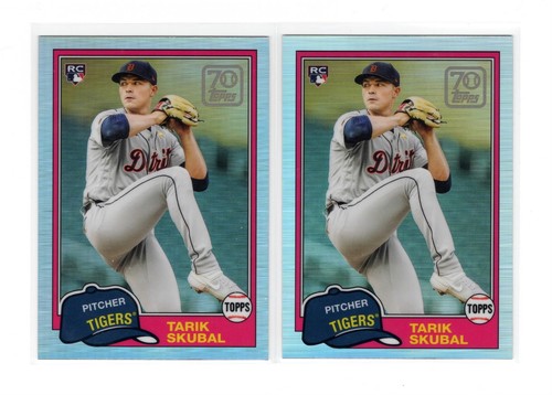 Tarik Skubal RC 2x 2021 Topps Chrome 1st RC Refractors 70YTC-31 Detroit Tigers
