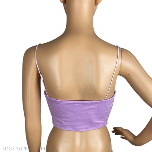 Tresser Lilac Light Purple Crop Blouse Slim Fit Stretch Tank Top Size Medium - Imagen 3 de 5
